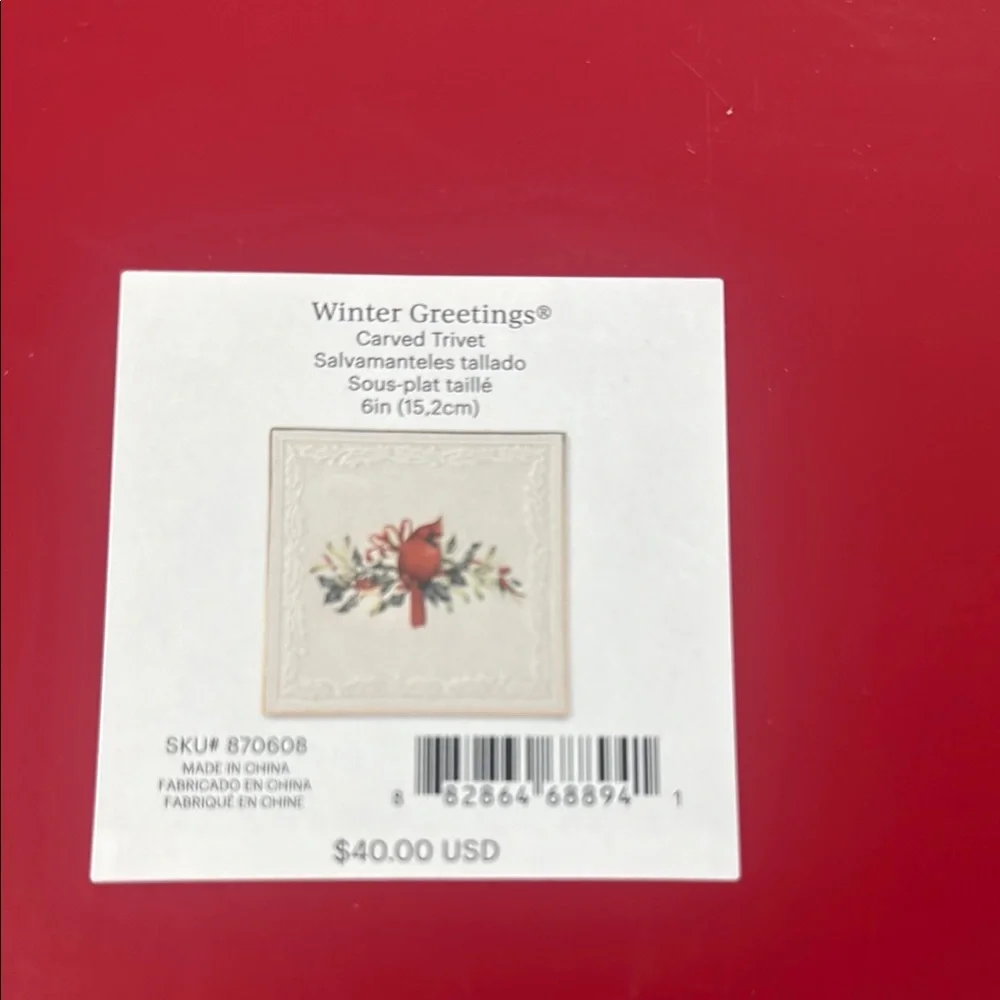 NIB Lenox Winter Greetings Carved Trivet - Picture 3 of 3